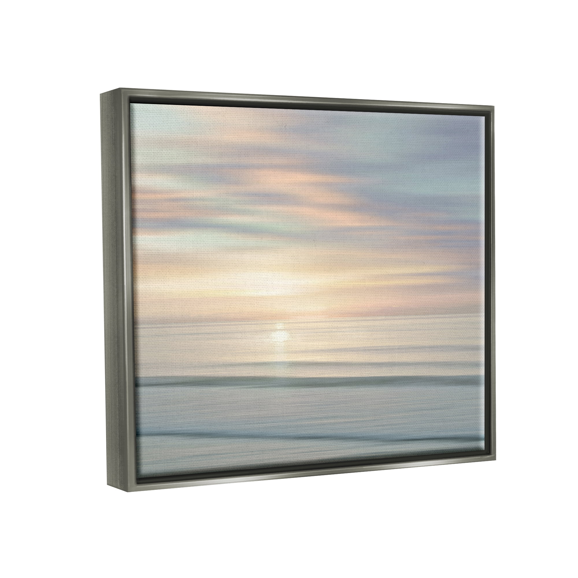 Stupell Industries Sun on Ocean Reflection Nature Photography Gray Floater Framed Art Print Wall Art, 31 x 25
