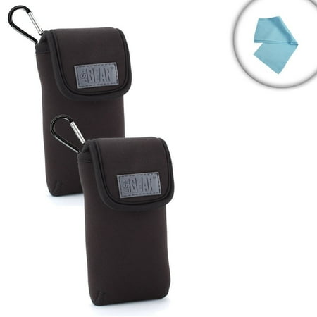 Handheld Radio Pouch - Two Way Radio Weather Protection Handheld Pouch w_ Belt Loop and Carrying Carabiner _2 Pack_ by USA Gear _ Works With Cobra m