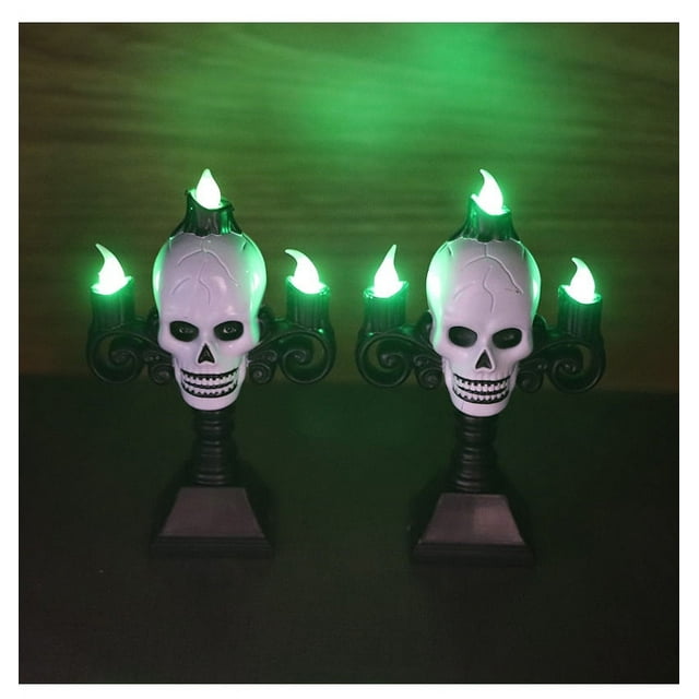Candelabro de Halloween de 3 velas, soporte para candelabro de Halloween con soporte de luz, candelabro de calavera de esqueleto LED, candelabros de esqueleto de Halloween para fiesta de Halloween (