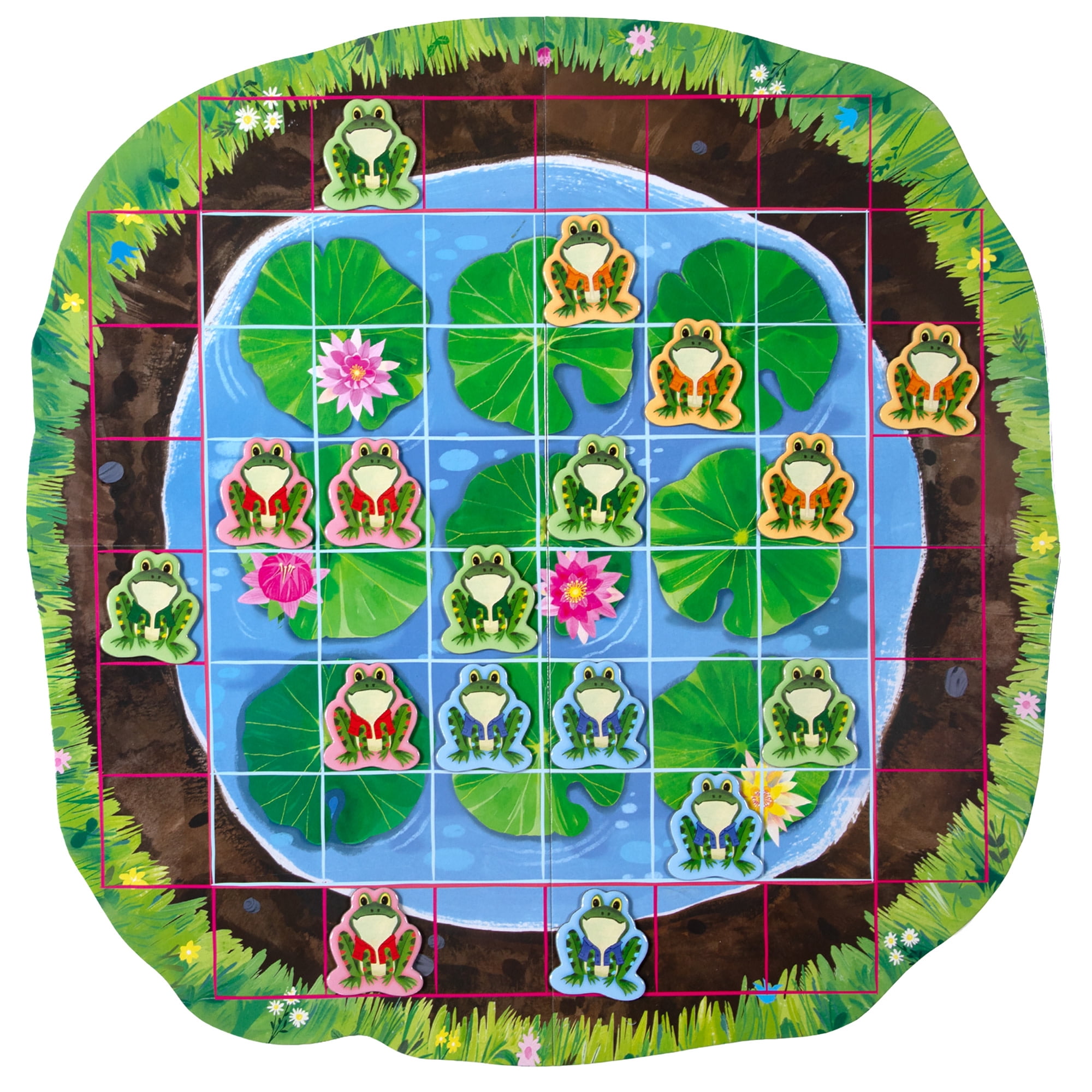 eeBoo: Frog Hopkins Game - A Board Game Of Strategic Hopping Around The Pond, Playful Frog & Butterfly Pieces, Spatial Activity, Kids 4+, 2-4 Players
