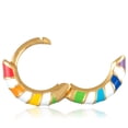 thumbnail image 3 of Gold Plated Sterling Silver Enamel Color Huggie Hoop Earrings for Women – Rainbow Stripe Enamel, 3 of 7