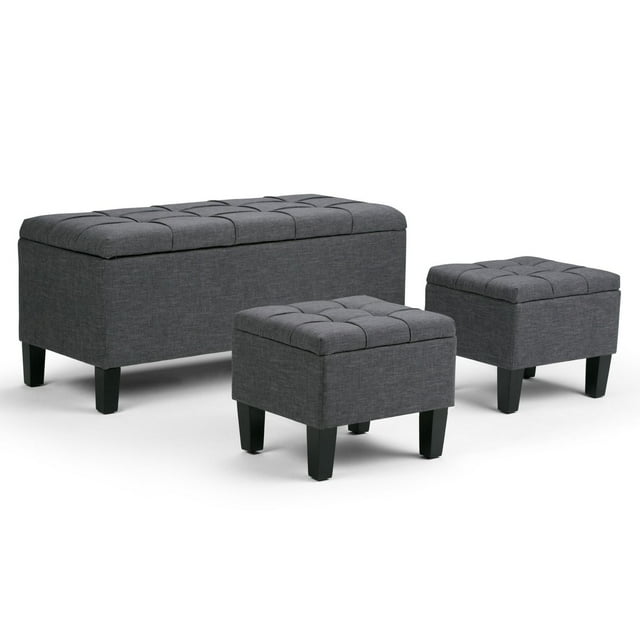 WyndenHall Lancaster 3 Piece Rectangular Storage Ottoman Bench