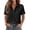 Black, variant on Summer Tops for Women 2025 Short Sleeve Button Down Shirts Classic Work Blouses Casual Business Clothes