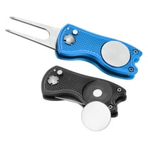 Uxcell Golf Divot Repair Tool, Foldable Metal Golf Green Divot Tool with Magnetic Ball Marker Black/Blue