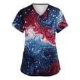thumbnail image 2 of Trgacdwlo S-5XL 4th of July Plus Size Womens Scrubs Stars Stripe Print Women Work Tops V Neck Short Sleeve Nursing Uniform with Pocket, 2 of 5