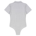 thumbnail image 4 of JanJean Justaucorps à Manches Courtes pour Hommes Col Rabattu une Pièce Chemise Justaucorps sous-Vêtement Gris G, 4 of 7