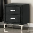 thumbnail image 6 of Benjara Moha 28" Nightstand- Wood- 2 Drawers- Metal Handles- Black Velvet, 6 of 6