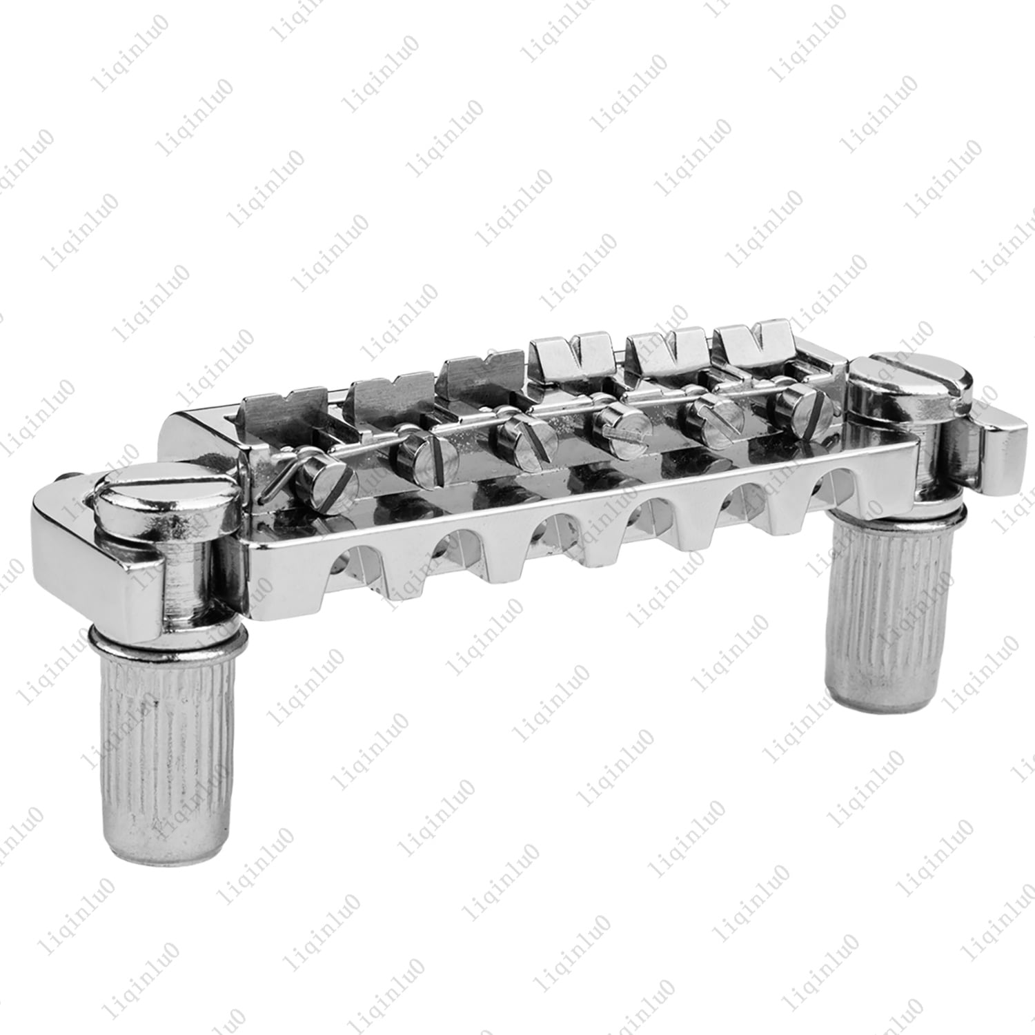 LOOKSEVEN 6 String Electric Guitar Integrated Bridge Tune-O-Matic Style Guitar Bridge Replacement for Gibson Epiphone Les Paul SG, with Studs & Wrench-chorme