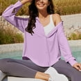 thumbnail image 6 of Guieoi Jackets for Women Winter Lightweight Women Fashion Casual Long Sleeve Button Turndown Collar Blouse Shirt Sweatshirts Purple Black*Friday/Cyber*Monday, 6 of 8