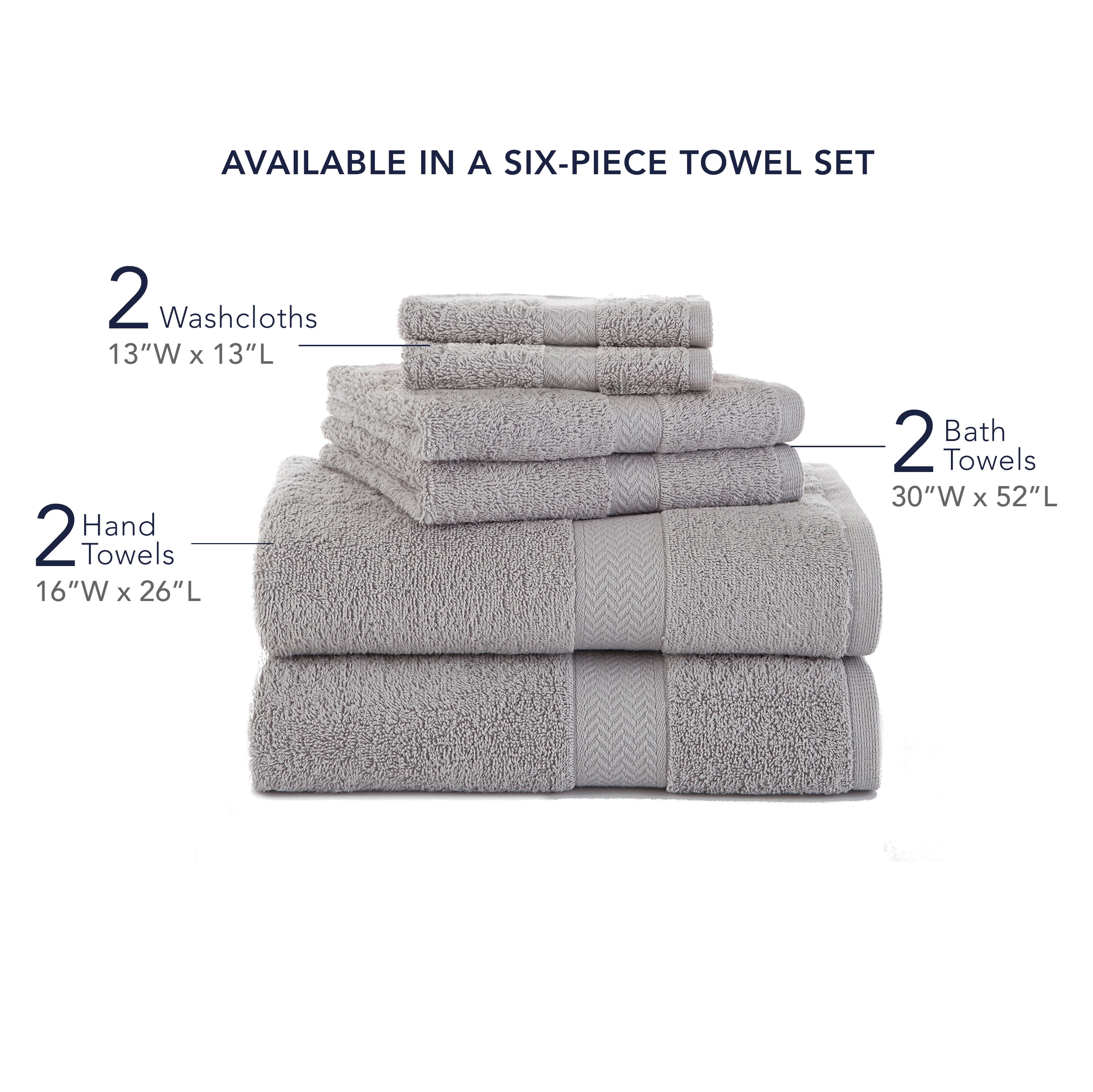 Chelsea Six Piece Bath Towel Set, Two Each - Washcloths, Hand Towels & Bath  Towels, Cotton,, 6 Piece Set - Kroger