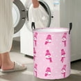 thumbnail image 5 of Daiia Pink Scarf Snowman Round Laundry Basket with Handles Thickened Waterproof Circular hamper,Dirty Clothes Storage Basket for Bedroom,Bathroom,College Dorm-, 5 of 6
