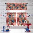 thumbnail image 3 of Independence Day Star Kitchen Curtains Valances 3 Piece Set, Red Blue American Flag Leaf Flower Red Stripe Rod Pocket Tier Curtain and Valance Drapes for Small Window 24 Inch Length for Bedroom Cafe, 3 of 9