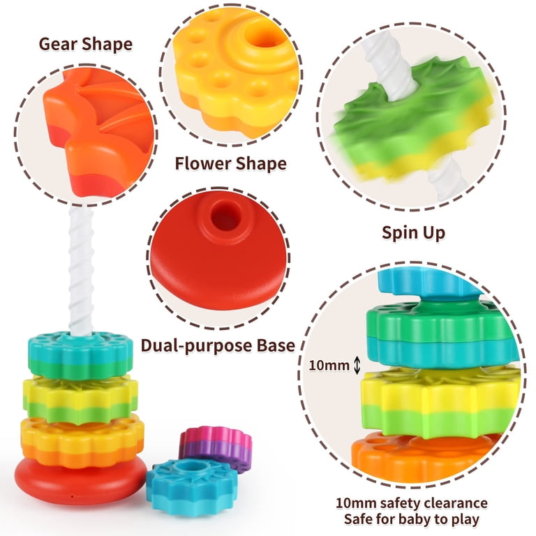 NAISHIER Spinning Stacking Tower Rainbow Toy for Toddlers photo 7