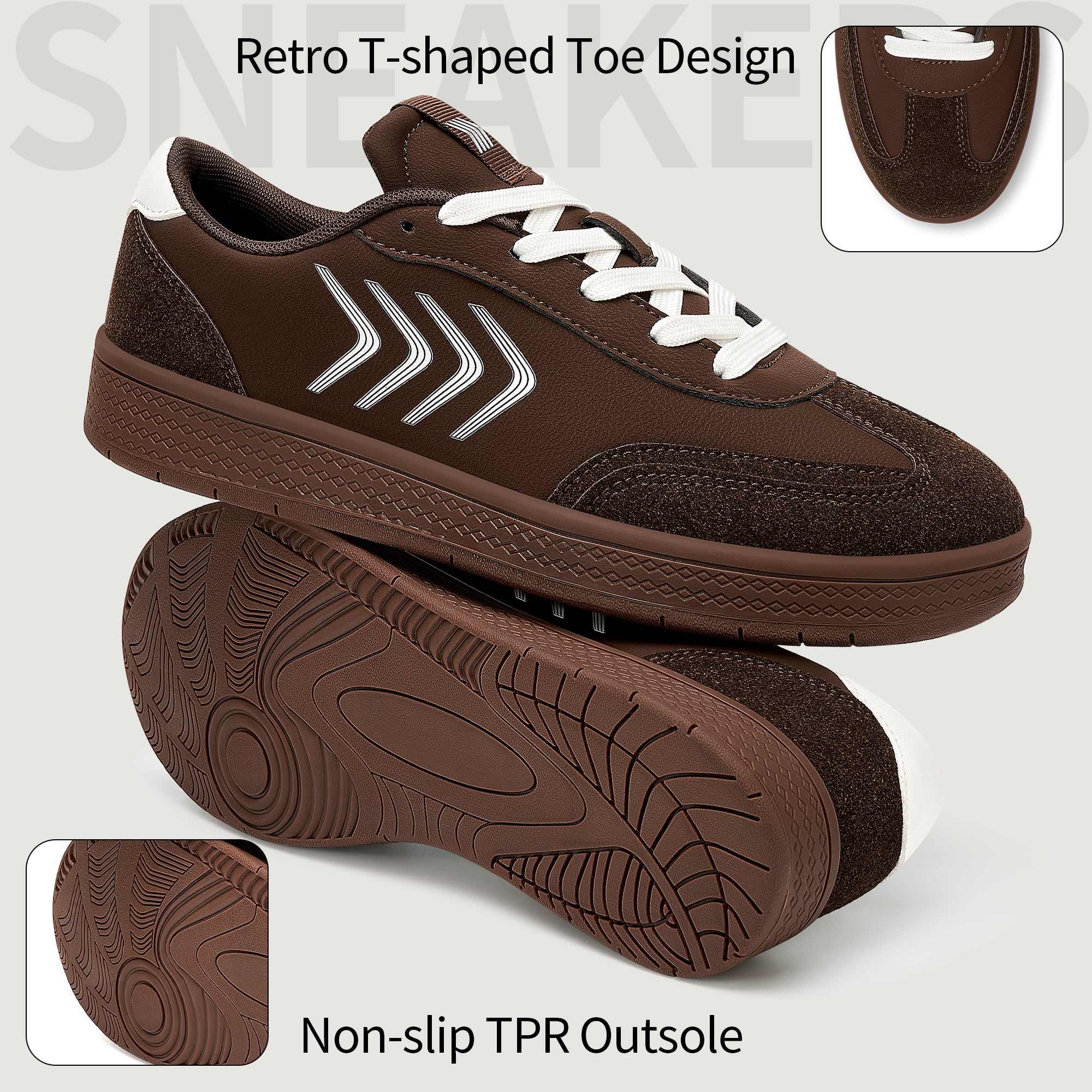 Ecetana Womens Walking Shoes PU Leather Low Top Tennis Shoes Non-Slip Casual Sneakers for Women
