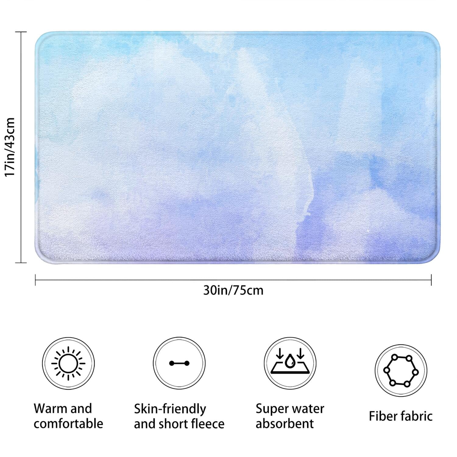 17x30 Inch Ultra Soft Faux Bath Mat Non Slip Absorbent Microfiber Bathroom Rug, Liquid & Marble Print