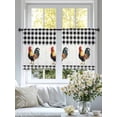 thumbnail image 5 of Black White Plaid Rooster Semi Sheer Curtains 45 Inch Length 2 Panels Set, Vintage Farmhouse Checkered Sheer Kitchen Curtain Privacy Voile Window Curtain for Living Room Bedroom Rod Pocket Drapes, 5 of 7