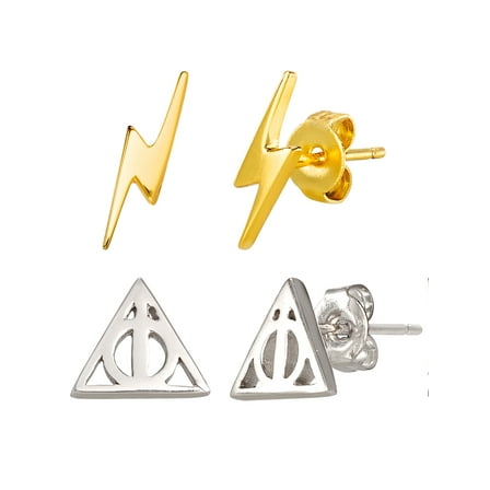 WB Women's Harry Potter Gold Plated Earring 14KT, Sterling Silver