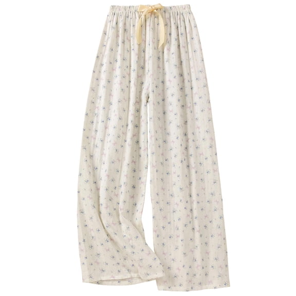 cfhntfmh Women's Comfy Casual Pajama Pants with Drawstring Spring Summer Lounge Bottom Wide Leg Pajama Pants