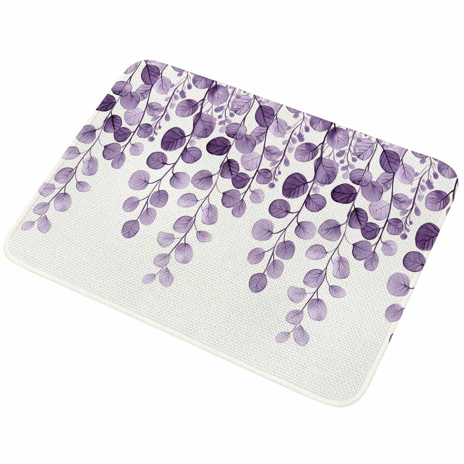 Doormat Purple Eucalyptus Leaf Front Door Mat Entrance Soft Non Slip Absorbent Doormats Leaves Branch Welcome Floor Mat Rugs for Entryway Porch Bathroom Bedroom Kitchen Indoor Outdoor 32"x47"