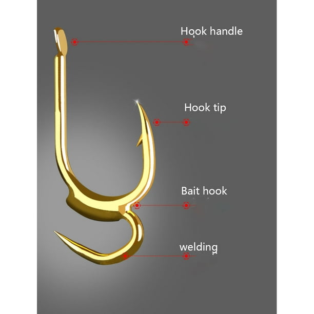 Shengyu 10 x double style fishing hooks high carbon steel string hook  barbed fishhook gold 4# 1Set