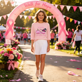 thumbnail image 2 of Yourumao Breast Cancer Shirts for Women Pink Ribbon 3/4 Sleeve Tops Crewneck Plus Size In October We Wear Pink Shirt for Breast Cancer Survivor, 2 of 7