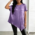 thumbnail image 2 of Women's Short Sleeve Round Neck Pullover T-Shirt Top Blouse Solid Color Soft Casual Daily Wear Work Office Vacation Fashion Essential Gift for Women | CSEONE,Purple L, 2 of 9