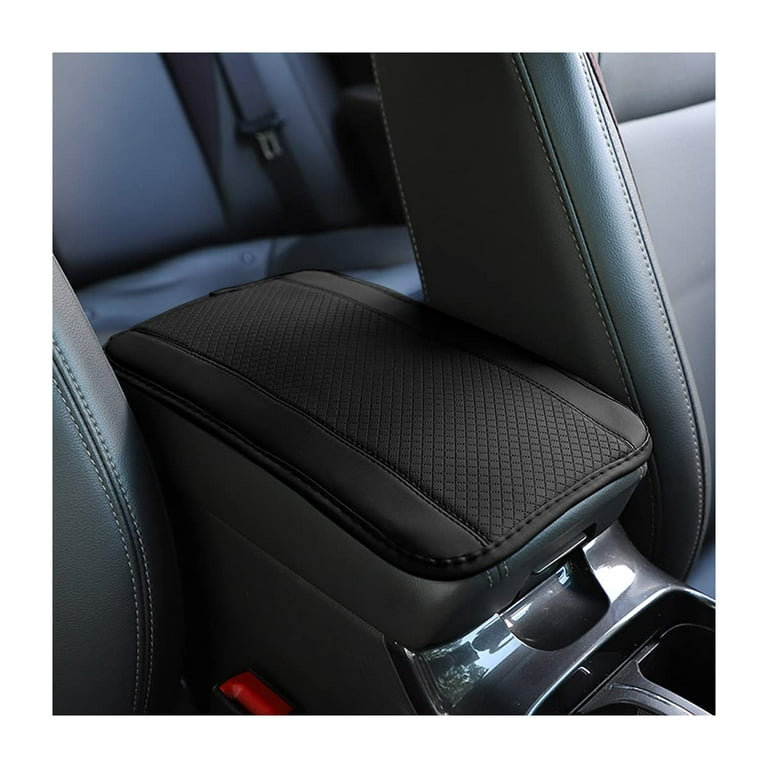 Forala Auto Center Console Pad PU Leather Car Armrest Seat Box Cover  Protector Universal Fit (A-Black)