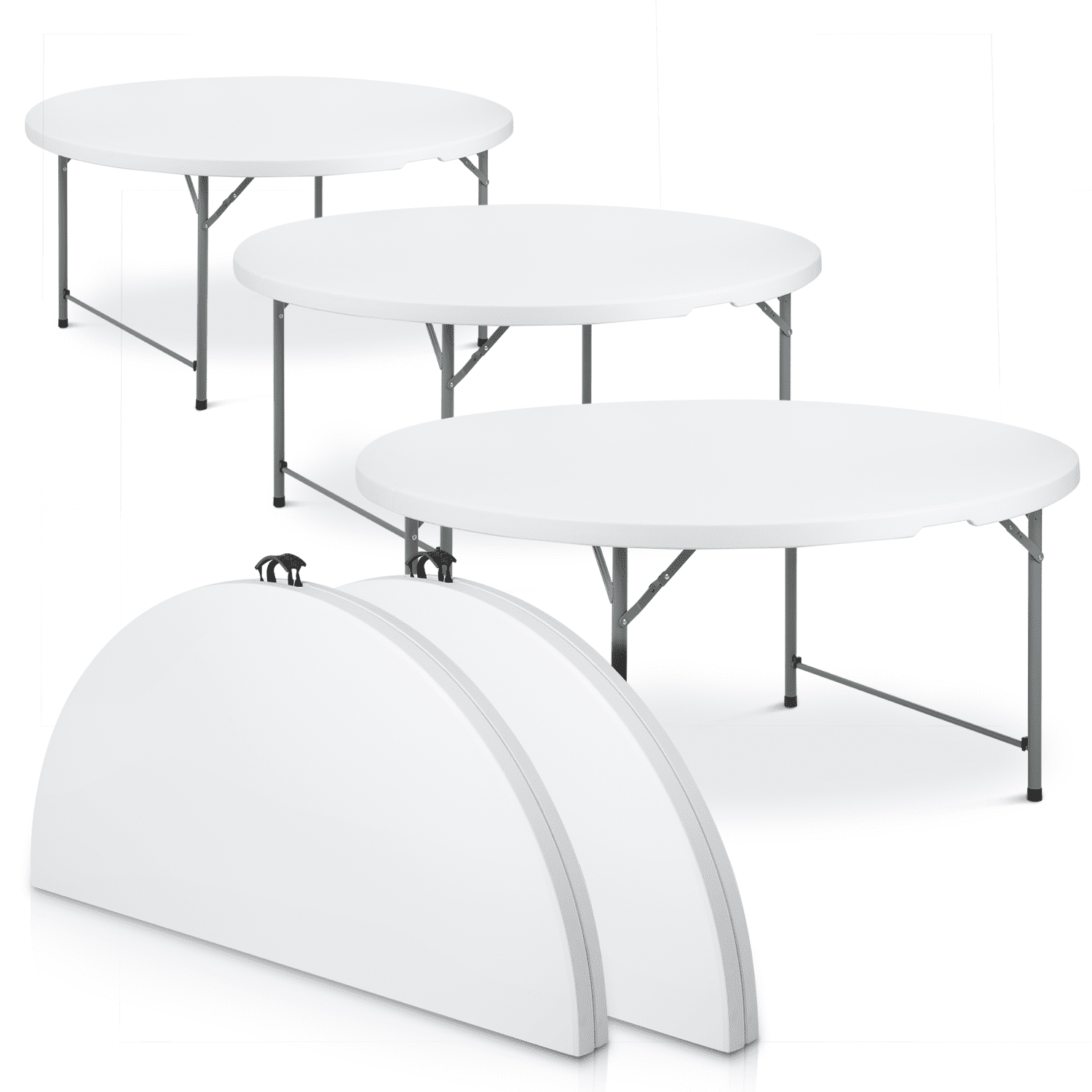 Magshion 5.5Ft Folding Plastic Table 5 Pack, Heavy Duty Banquet Even