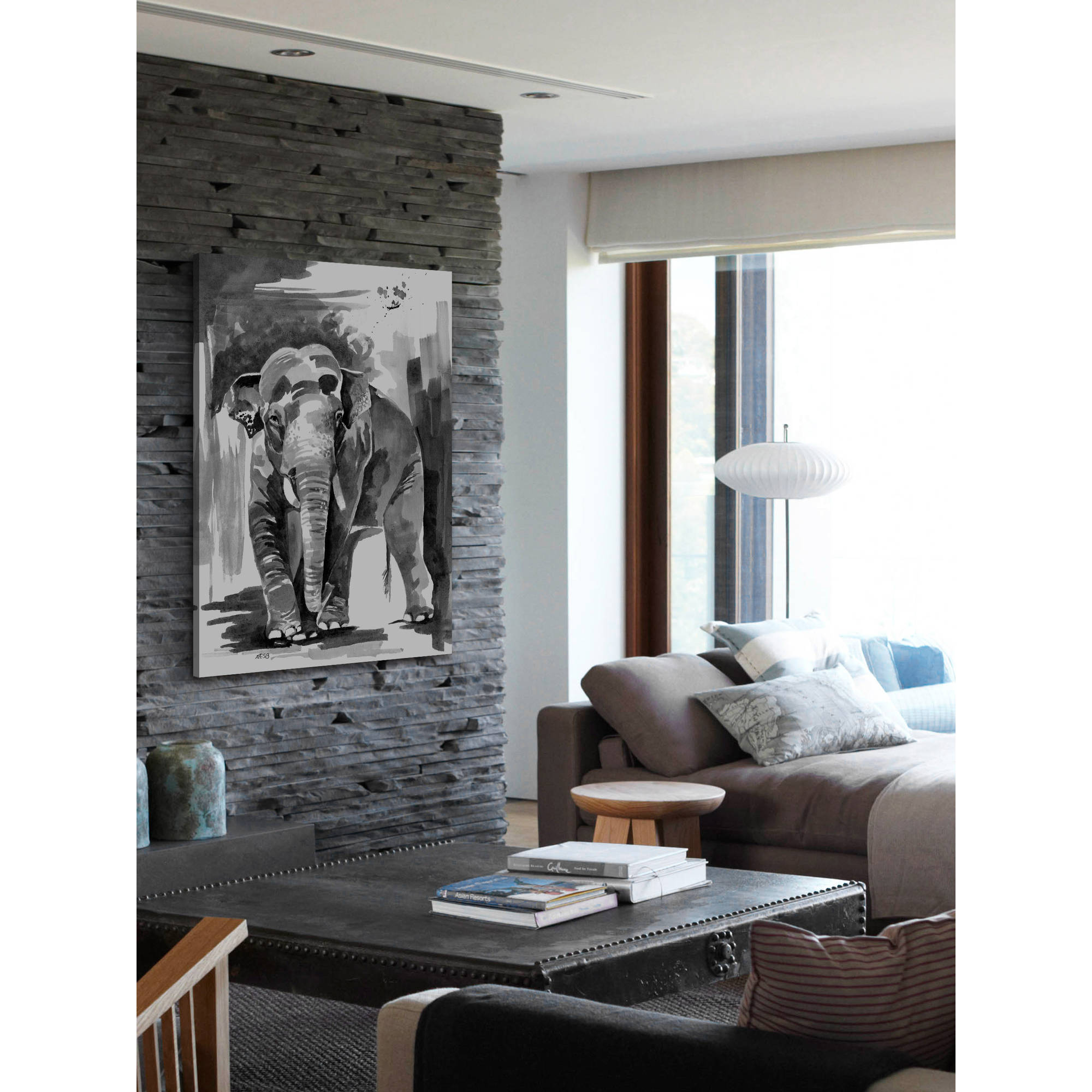 Marmont Hill "Asian Elephant" by Rachel Byler Painting Print on Wrapped Canvas