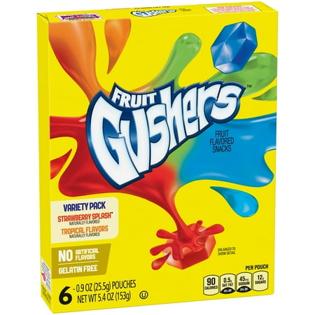 Betty Crocker Fruit Gushers Tropical Flavors Fruit Flavored Snacks Variety Pack, 6 ct