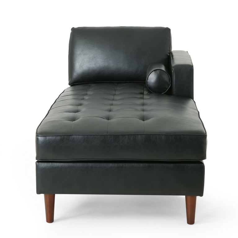 Lagom Barger Faux Leather Tufted Chaise Lounge Midnight Black