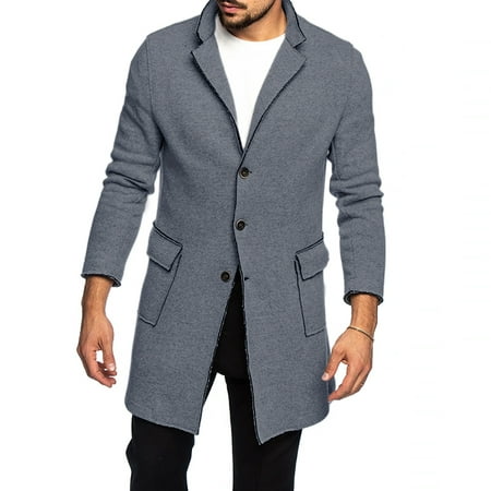 INCERUN Men's Long Sleeve Parka Long Jacket Coat Casual Button Trench ...