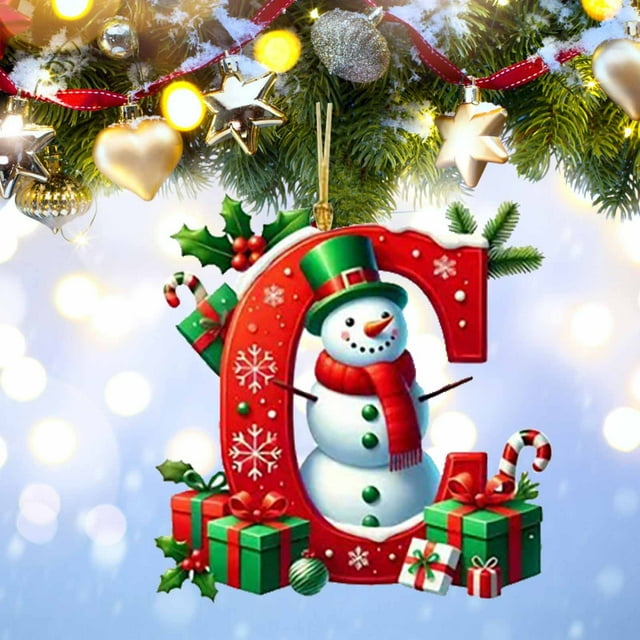 hengsof 26 Pcs Christmas Stocking Tags Letter Personalized Ornament Letter A to Z Christmas Tree Hanging for Stockings Ornaments Initial with Red Hat Xmas Stocking