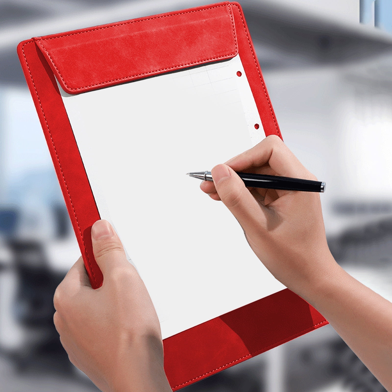 JilgTeok 5 Packs A4 Leather-Like Magnetic Clipboard Pad with Writing and Folder Clamp Document Organizer Writing Pad Business Card Holder for School Office Home