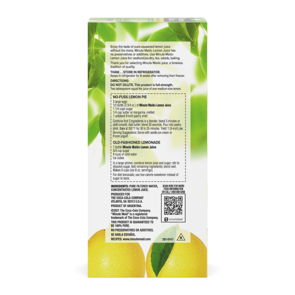 Minute Maid 100% Pure Lemon Fruit Juice, 7.5 fl oz Bottle - image 7 of 8