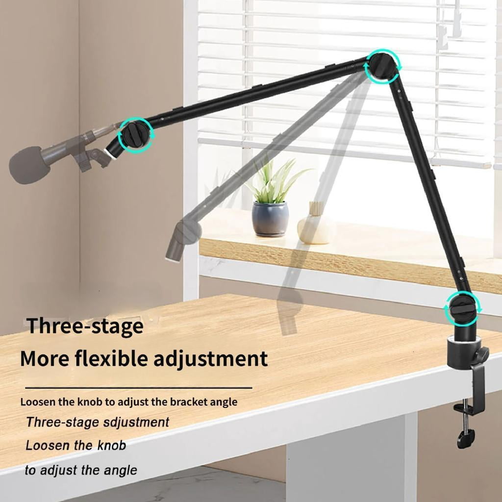 Foldable Microphone Suspension Scissor Arm With 39 Inch Reach And Built In Storage Tray For Content Creators