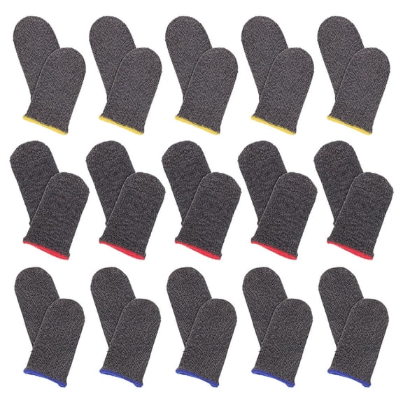 BESTOYARD 30Pcs Reusable Black Finger Covers with Pleated Design for Accurate Game Control