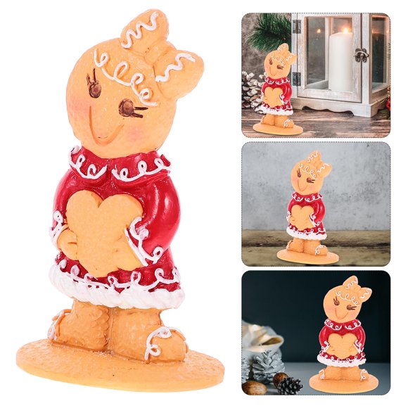 Minkissy Christmas Party Gingerbread Man Figurine 1Set Multi Color Resin Mini Tabletop Decor For Friends Family