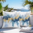 thumbnail image 4 of Watercolor Modern Art Outdoor Pillow Covers Pack of 2 Gold Blue Blooming Effect Waterproof Throw Pillow Covers Decorative Cushion Cases for Patio Garden Tent Balcony Couch 24x24 inch, 4 of 8