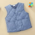 thumbnail image 4 of IVEYRTF Childrens Sleeveless Vests Warm Zipper or Button Pockets Casual Layering Piece Fall Winter Kids Outerwear Tops Unisex Toddler Youth Everyday Wear(Blue#1,9-10 Years), 4 of 7
