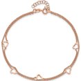 thumbnail image 4 of Sterling Silver Rose-Tone Polished Heart 9In Plus 1In Anklet (9 X 1) Made In India qg4186-9, 4 of 5