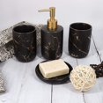 thumbnail image 4 of Juego de 4 accesorios de baño de cerámica con dispensador de jabón, vasos y jabonera (negro), 4 of 4