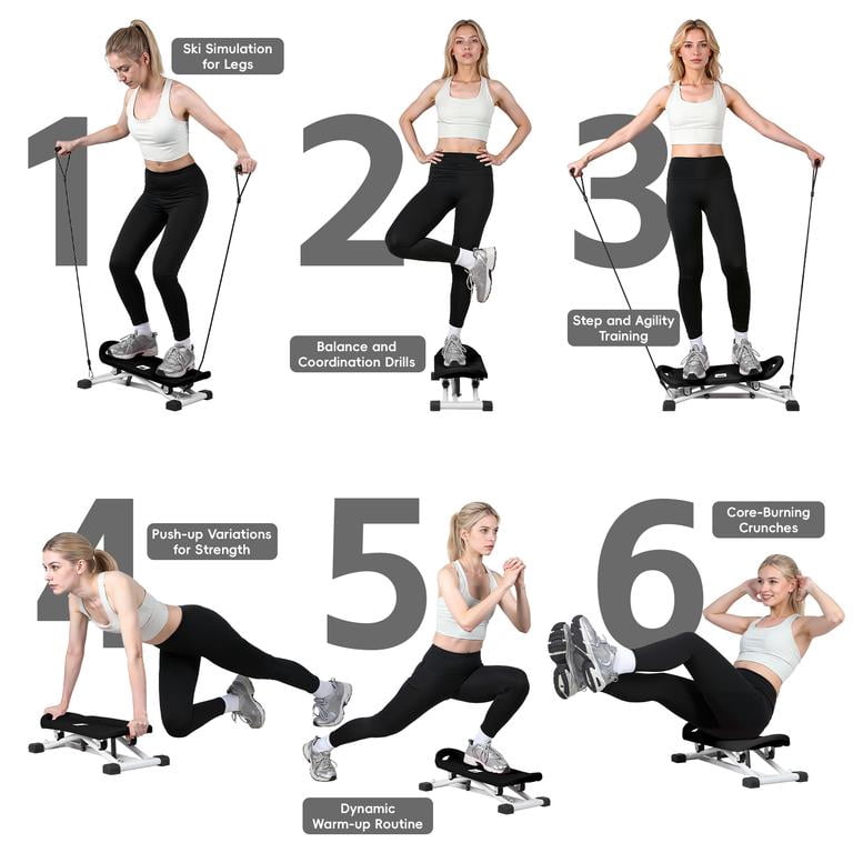 Korogimeeet Ski Balance Board with LCD, Total Body Cardio Trainer Simulates Cross Country Skiing, Tracks Skiing Steps Time Calories, Compact Easy Storage, 24 x 11 x 7 Inch