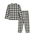 thumbnail image 2 of Disketp Pajamas Set Long Sleeve Sleepwear Womens Button Down Nightwear Pj Sets-Houndstooth Black And White, 2 of 9