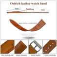 thumbnail image 5 of 18mm Tan Brown Ostrich Watch Band Men Quick Release Replacement Leather Strap Extra Soft Handmade Wristband Stainless Steel Buckle Father's Day Gift for Dad Son Husband, 5 of 7