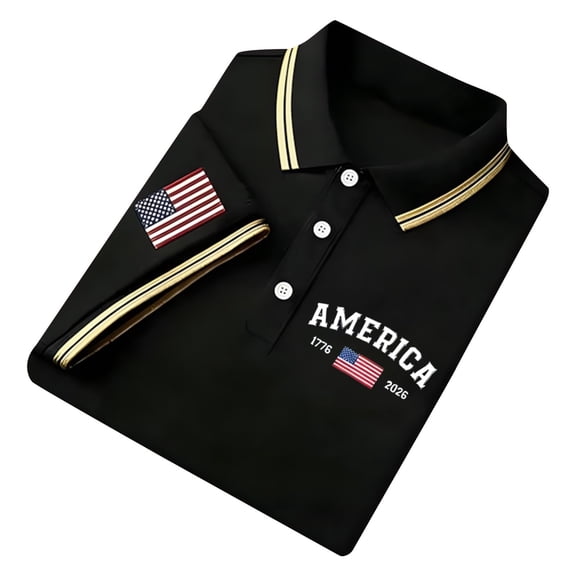 RMGVDSD Mens Polo Shirts 4th of July Patriotic Shirt Short Sleeve Casual Collared Shirt 250th Anniversary USA Shirts Graphic Print Independence Day Tops Basic Golf Shirts