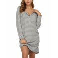 thumbnail image 6 of Ekouaer Womens Nightshirt Long Sleeve Button Down Nightgown V-Neck Sleepwear Pajama Dress, 6 of 7