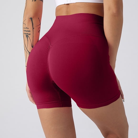 Hot6sl Summer Savings Clearance Yoga Shorts,Women's High Waisted Hip Lifting Fitness Yoga Shorts,Women Pants|Wine,S