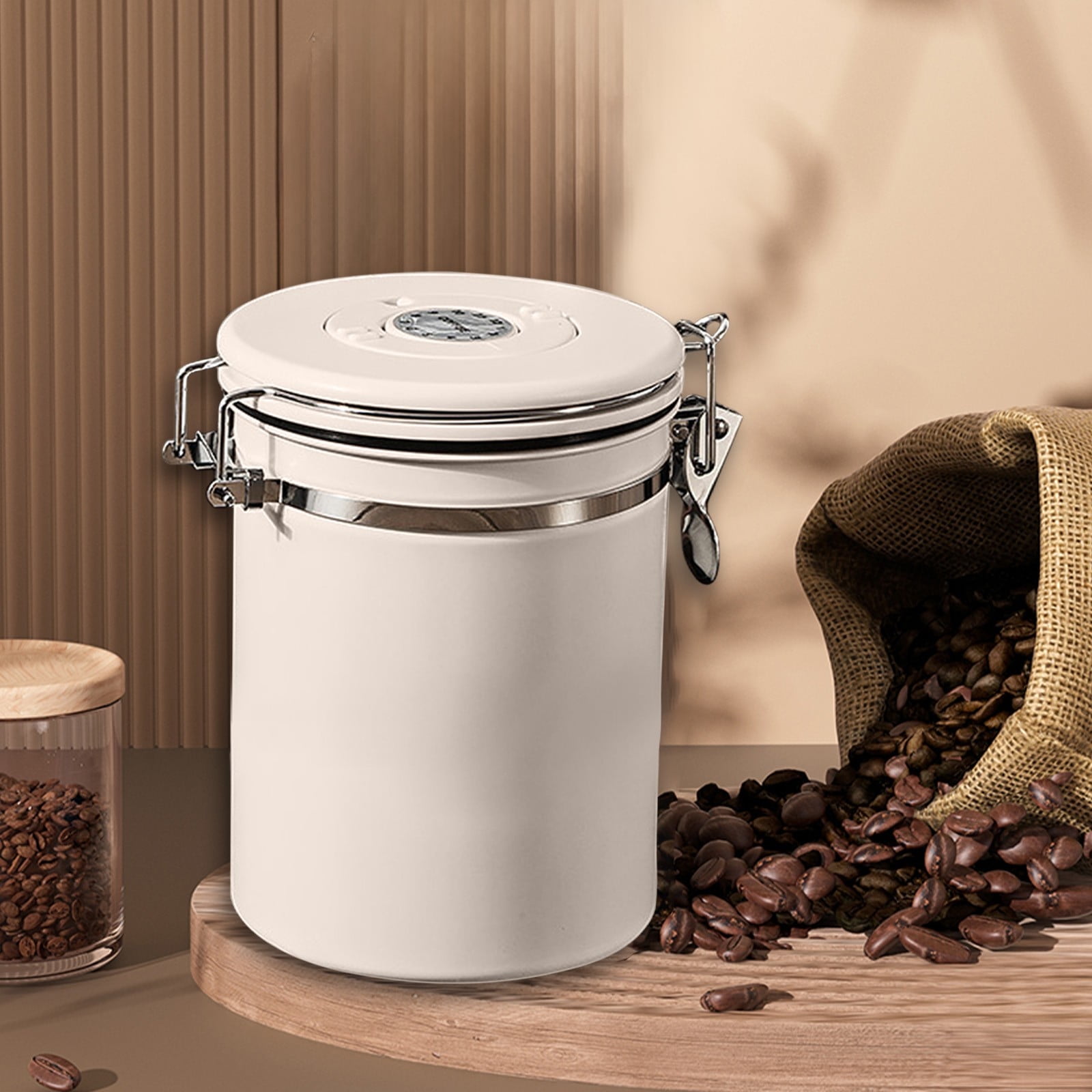 Cafetera Hermética De Acero Inoxidable De 1,8 Litros Con Cuchara, Indicador De Fecha Y Válvula