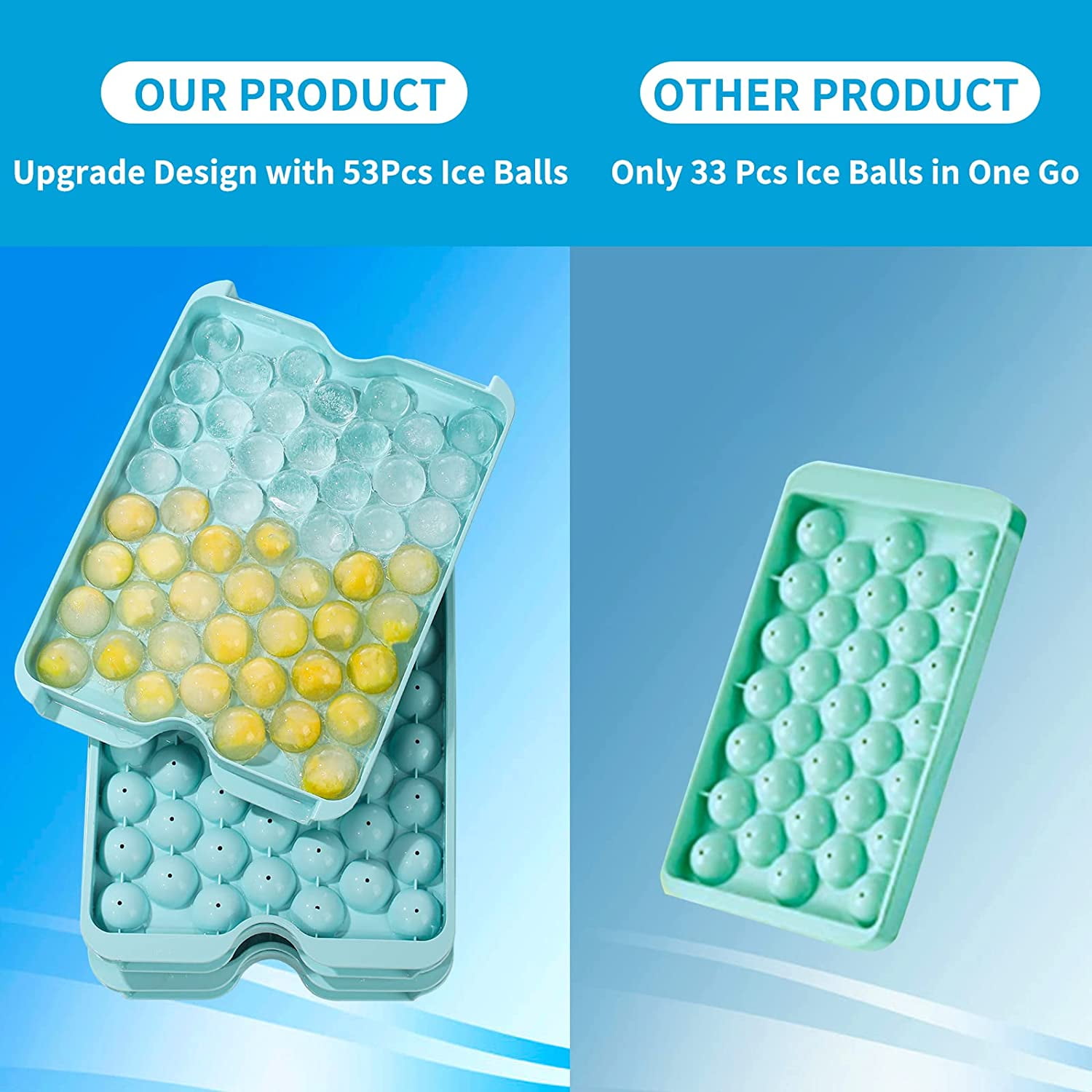 Round Ice Cube Tray with Lid and Bin,159PCS Sphere Ice Cube Mold for Freezer BPA Free Circle Ice Cube Trays for Making Ice Chilling Cocktail Whiskey Coffee